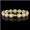 Image 2 : 17.15 ctw Opal & Diamond Micro Pave Halo Bracelet 10k Yellow Gold - REF-321A6N