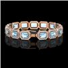 Image 2 : 36.81 ctw Aquamarine & Diamond Micro Pave Halo Bracelet 10k Rose Gold - REF-600W4H