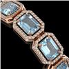 Image 3 : 36.81 ctw Aquamarine & Diamond Micro Pave Halo Bracelet 10k Rose Gold - REF-600W4H