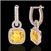 Image 2 : 7 ctw Citrine & Micro Pave VS/SI Diamond Earrings 14k Rose Gold - REF-100G2W