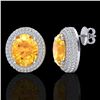 Image 2 : 8 ctw Citrine & Micro Pave VS/SI Diamond Earrings 18k White Gold - REF-151G6W