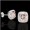 Image 2 : 6 ctw Morganite & Micro Pave VS/SI Diamond Earrings 18k White Gold - REF-117H3R