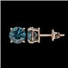 Image 2 : 1.55 ctw Certified Intense Blue Diamond Stud Earrings 10k Rose Gold - REF-104H3R