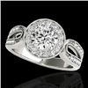 Image 1 : 1.4 ctw Certified Diamond Solitaire Halo Ring 10k White Gold - REF-204Y5X