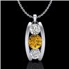 Image 1 : 1.07 ctw Intense Fancy Yellow Diamond Art Deco Necklace 18k White Gold - REF-143H6R