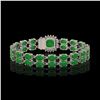 Image 3 : 12.93 ctw Jade & Diamond Bracelet 14K White Gold - REF-245F5M