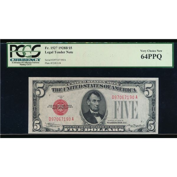 1928B $5 Legal Tender Note PCGS 64PPQ