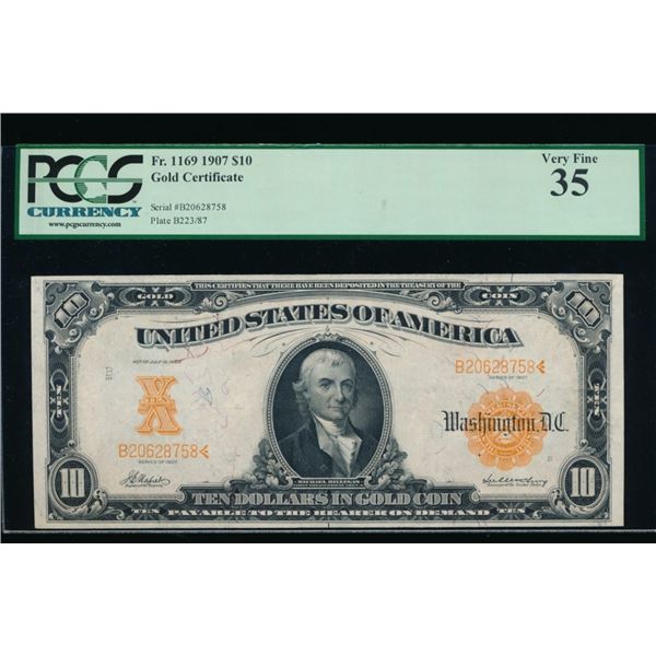 1907 $10 Gold Certificate PCGS 35
