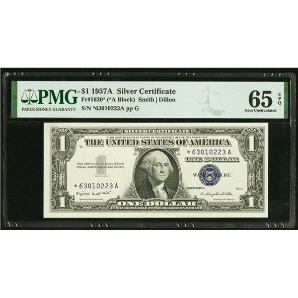 1957A $1 STAR Silver Certificate PMG 65EPQ