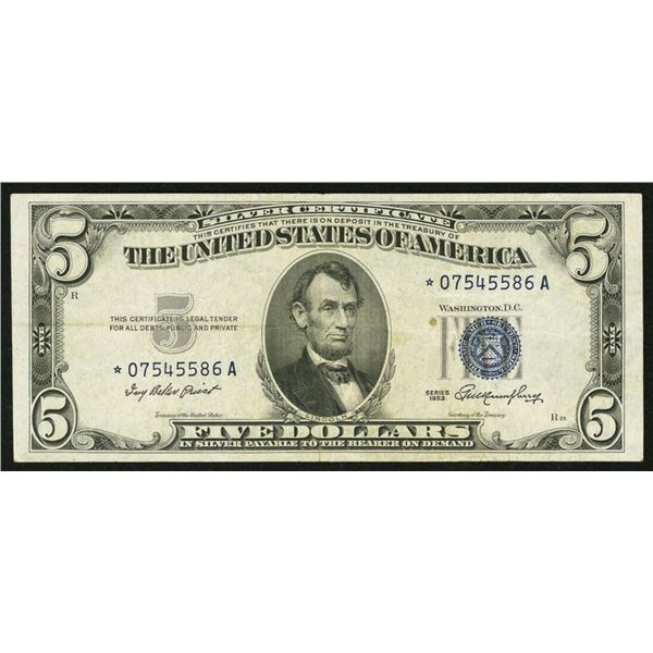 1953 $5 STAR Silver Certificate