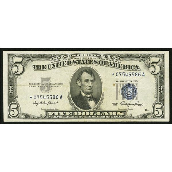 1953 $5 STAR Silver Certificate