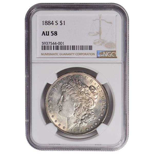 1884-S $1 Morgan Silver Dollar NGC AU58