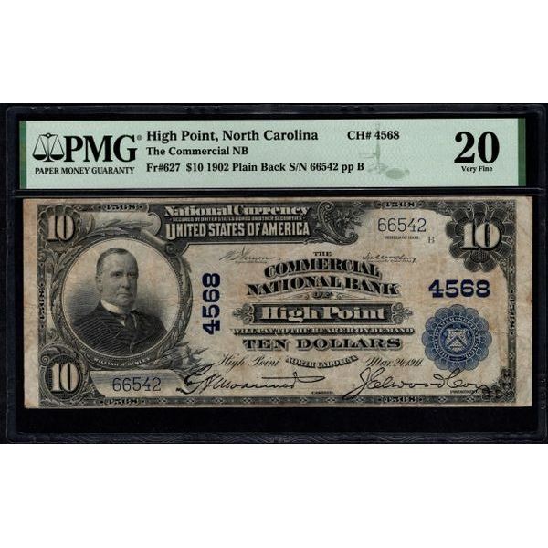 1902 $10 High Point NC National PMG 20