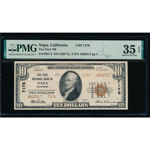 1929 $10 Napa CA National PMG 35EPQ