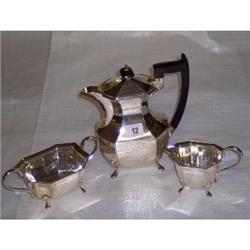 SHEFFIELD PLATE 3 PIECE TEA SERVICE COMPRI