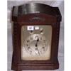 Image 1 : OAK CASED SILVER DIAL CHIMING MANTLE CLOCK