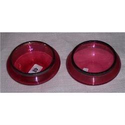 PAIR OF BIRMMINHAM SILVER MOUNTED CRANBERR