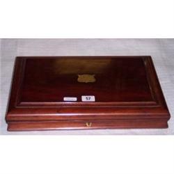 MAHOGANY CUTLERY BOX WITH QUANTITY OF VARI