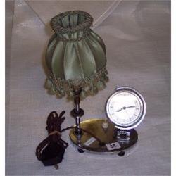 CHROME ART DECO TABLE LAMP WITH CLOCK