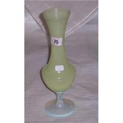 10½" VASALINE GLASS STEMED VASE