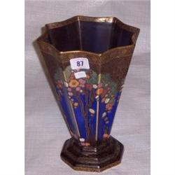 10" BLUE AND GILT CROWN DEVON VASE NO. 207