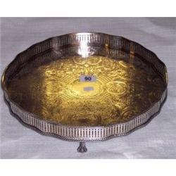 11½" SHEFFIELD PLATE, PIERCED GALLERY DRIN