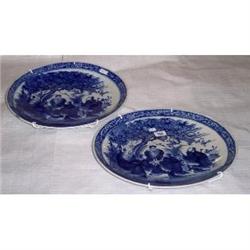 PAIR OF 14½" BLUE AND WHITE ORIENTAL DISPL