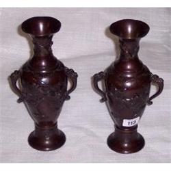 PAIR OF 9½" ORIENTAL STYLE BRONZED DOUBLE 