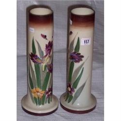 PAIR OF 12¼" VICTORIAN HAND PAINTED MILK G