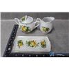 Image 2 : Yellow Rose Cream & Sugar Set - Marked Japan