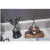 Image 9 : Curling Trophy, Golf Caddy & Assorted Vintage Items