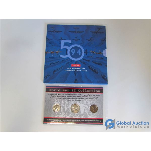 D-Day 50th Anniversary Commemorative Coin & American WWII Coin Set