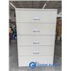 Image 1 : **5-Drawer Lateral Filing Cabinet - Beige, 1 Key