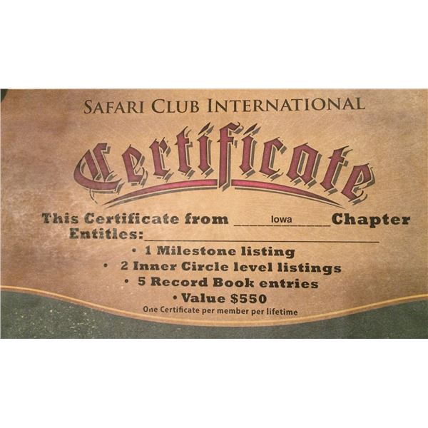SCI Record Book Certificate