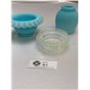 Image 2 : Vintage Large 3 PiecesFenton  Fairy Lamp-Blue Satin Persian Medallion with Insert