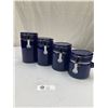 Image 2 : 4 Piece Navy Blue Ceramic Kitchen Canister Set in Good Condition