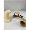 Image 1 : Nice Decorative Lot Polar Bear Sculpture, Horn and Alaska Knife