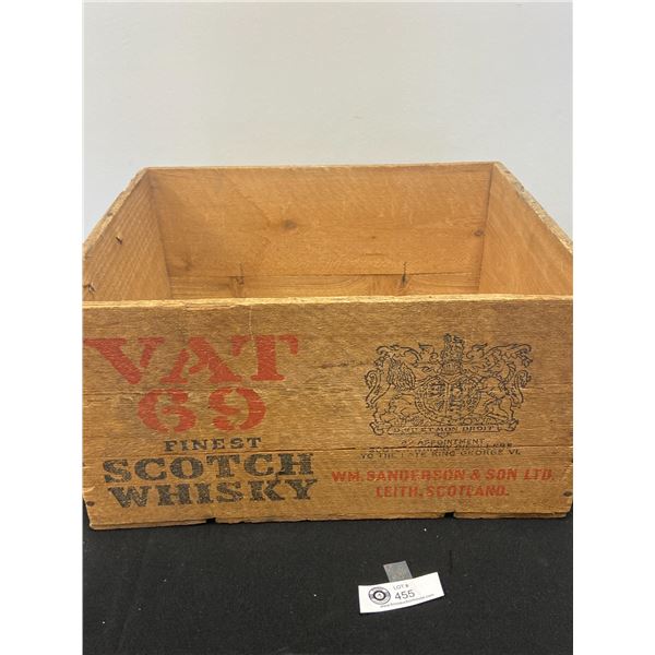 Vintage Vat 69 Scotch Whiskey Wood Crate