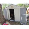 Image 1 : Metal Yard Shed 8'x10' w/ Wood Shelf Inside From Estate Please contact For Viewing 204-232-4107- Loc