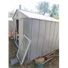 Image 2 : Metal Yard Shed 8'x10' w/ Wood Shelf Inside From Estate Please contact For Viewing 204-232-4107- Loc