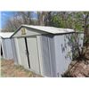 Image 2 : Metal Yard Shed 8'x10' w/ 3 Poly Shelves w/ Plastic Floor Cover  From Estate Please contact For View