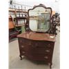 Image 1 : Oak Dresser w/ Serpintine Front and Swing Bevleved Mirror 36'' x 42'' x 23''