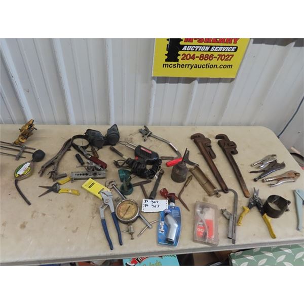 Pipe Wrenches, Specialty Tools, Riviter, Chainsaw Sharpener, Vice Grips, Soldering Gun, Testers Plus