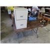 Image 1 : 2 Drawer Metal Filing Cabinet w Keys & Folding Leg Table