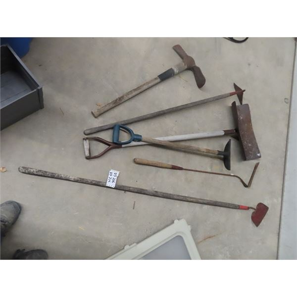 (DS) 6 Yard Tools- Hoe, Edger, Pick, Grass Whip & Shovel