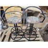 Image 1 : 2 bar height swivel stools with cushioned seats and back rests, metal - solid