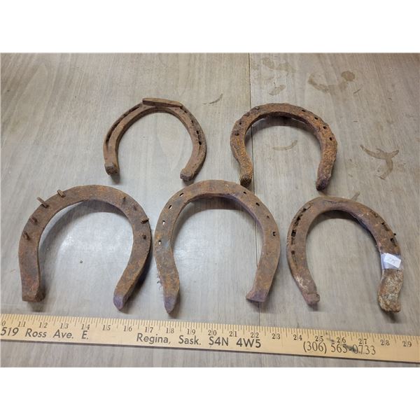 5 antique draft horse shoes