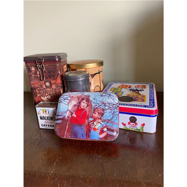 6 vintage tins