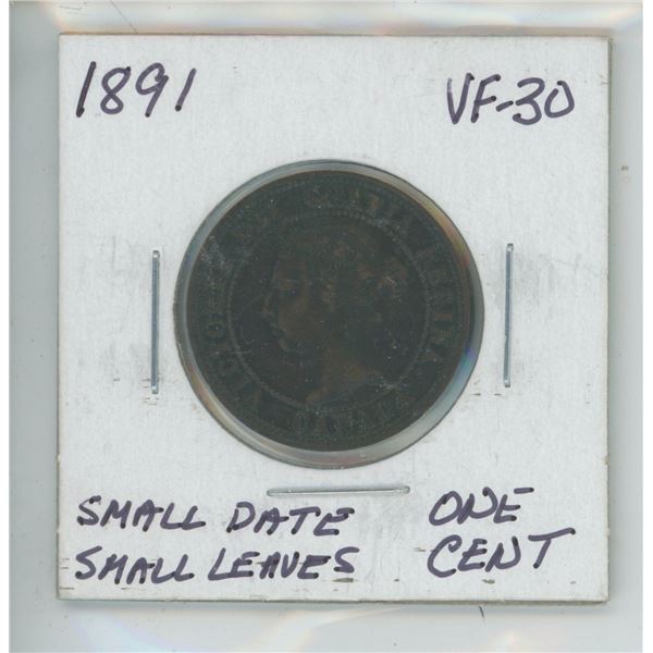 1891 Small Date, Dsmall Leaves - Double Punched D + A in Canada