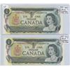 Image 1 : 1973 Two Consecutive *Star Replacement $1 Bills